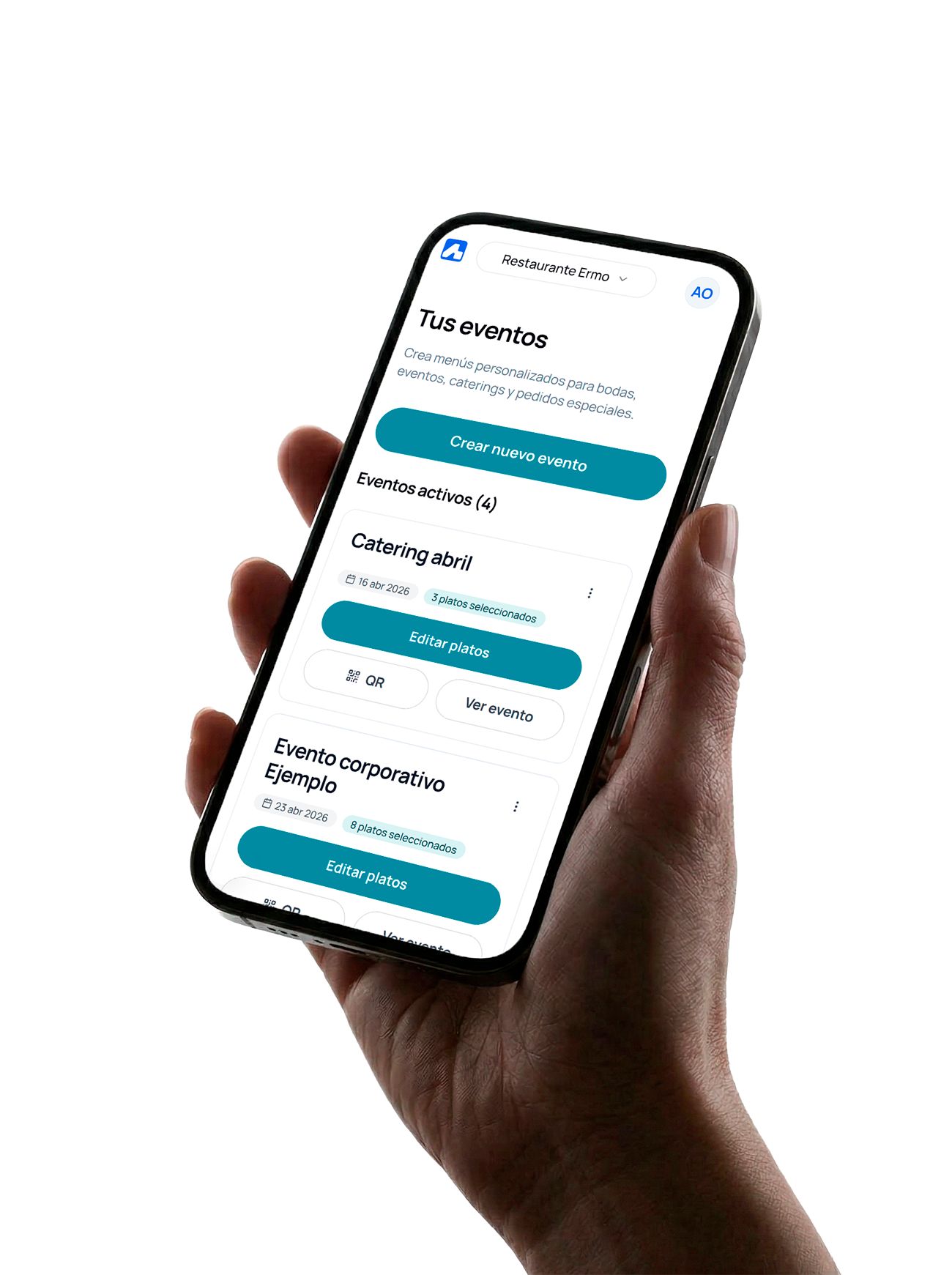 Edición rápida del menú de eventos y bodas con un solo clic
